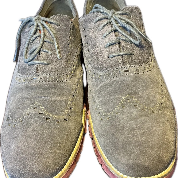 Cole Haan ZeroGrand Wingtip Oxford Shoe Dark Roast Brown Suede Red 10.5 M C26224 main image 7